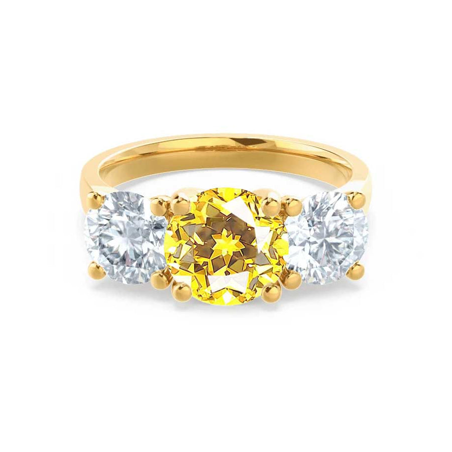 LEANORA - Round Yellow Sapphire 18k Yellow Gold Trilogy | Lily