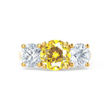 LEANORA - Round Yellow Sapphire 18k Yellow Gold Trilogy Engagement Ring Lily Arkwright
