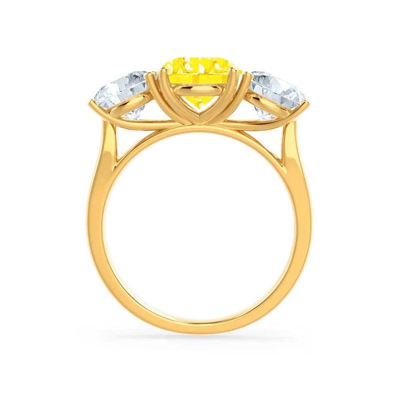 LEANORA - Round Yellow Sapphire 18k Yellow Gold Trilogy Engagement Ring Lily Arkwright