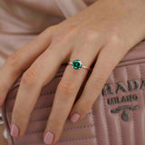LOTTIE - Chatham® Round Emerald Solitaire Engagement Ring 18k Rose Gold