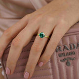 LOTTIE - Chatham® Round Emerald Solitaire Engagement Ring 18k Yellow Gold