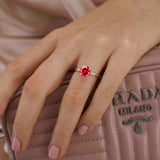 LOTTIE - Chatham® Round Ruby Solitaire Engagement Ring 950 Platinum