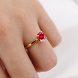 LOTTIE - Chatham® Round Ruby Solitaire Engagement Ring 18k Rose Gold