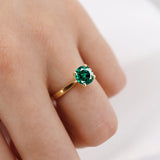 LOTTIE - Chatham® Round Emerald Solitaire Engagement Ring 18k Rose Gold