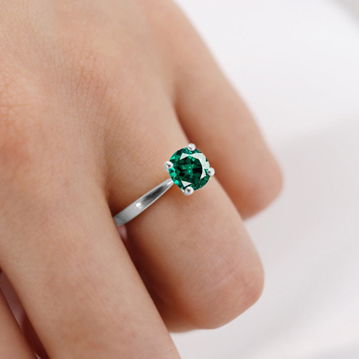 LOTTIE - Chatham® Round Emerald Solitaire Engagement Ring 950 Platinum