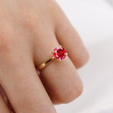 LOTTIE - Chatham® Round Ruby Solitaire Engagement Ring 18k Yellow Gold