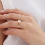 LOTTIE - Round Moissanite 18K Yellow Gold 4 Prong Tulip Solitaire Ring