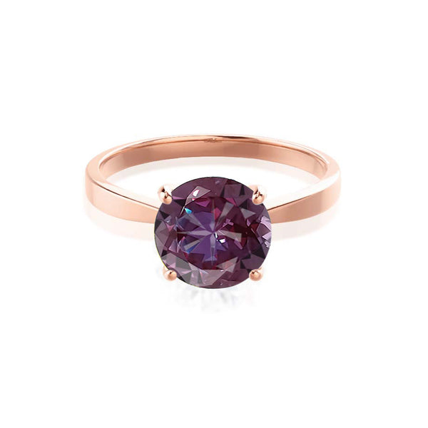 LOTTIE - Chatham® Round Alexandrite Solitaire Engagement Ring 18k Rose Gold