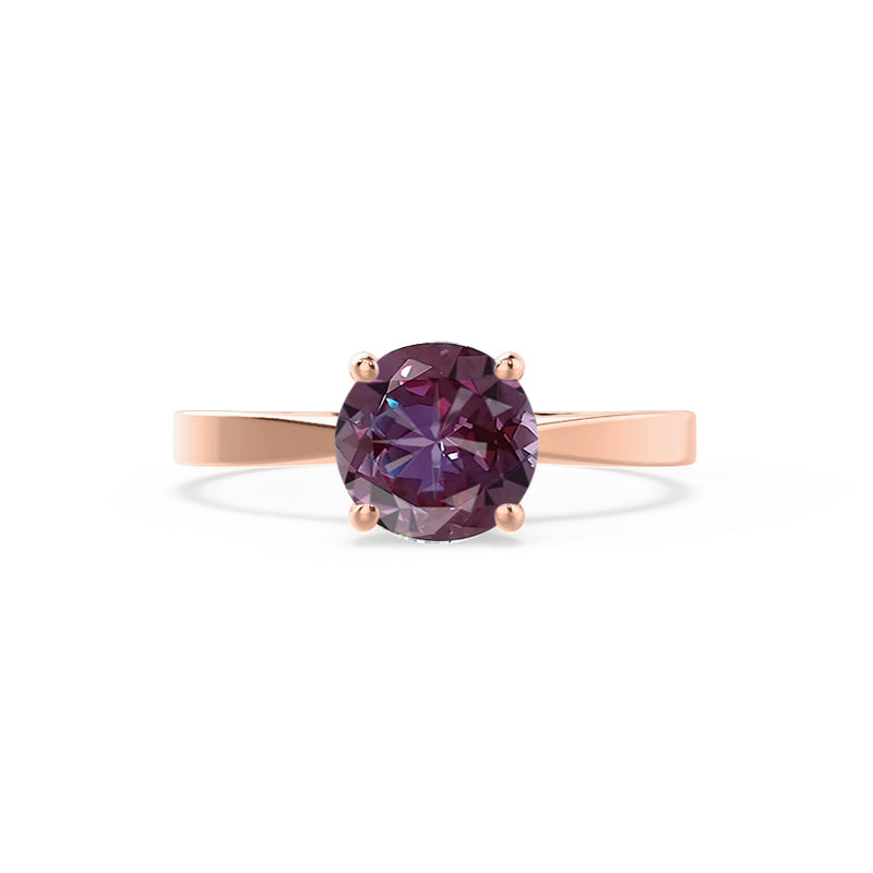 LOTTIE - Chatham® Round Alexandrite Solitaire Engagement Ring 18k Rose Gold