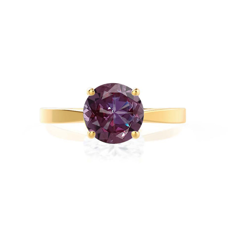 LOTTIE - Chatham® Round Alexandrite Solitaire Engagement Ring 18k Yellow Gold