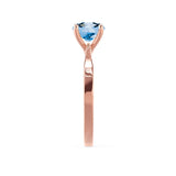LOTTIE - Chatham® Round Aqua Spinel Solitaire Engagement Ring 18k Rose Gold