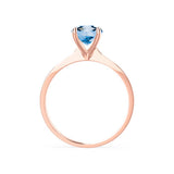 LOTTIE - Chatham® Round Aqua Spinel Solitaire Engagement Ring 18k Rose Gold