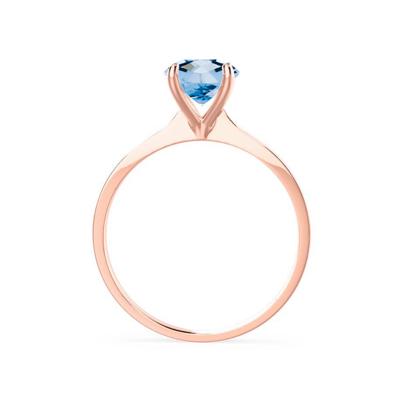 LOTTIE - Chatham® Round Aqua Spinel Solitaire Engagement Ring 18k Rose Gold