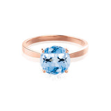 LOTTIE - Chatham® Round Aqua Spinel Solitaire Engagement Ring 18k Rose Gold