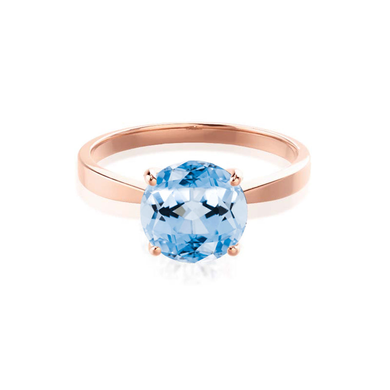 LOTTIE - Chatham® Round Aqua Spinel Solitaire Engagement Ring 18k Rose Gold