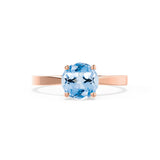 LOTTIE - Chatham® Round Aqua Spinel Solitaire Engagement Ring 18k Rose Gold