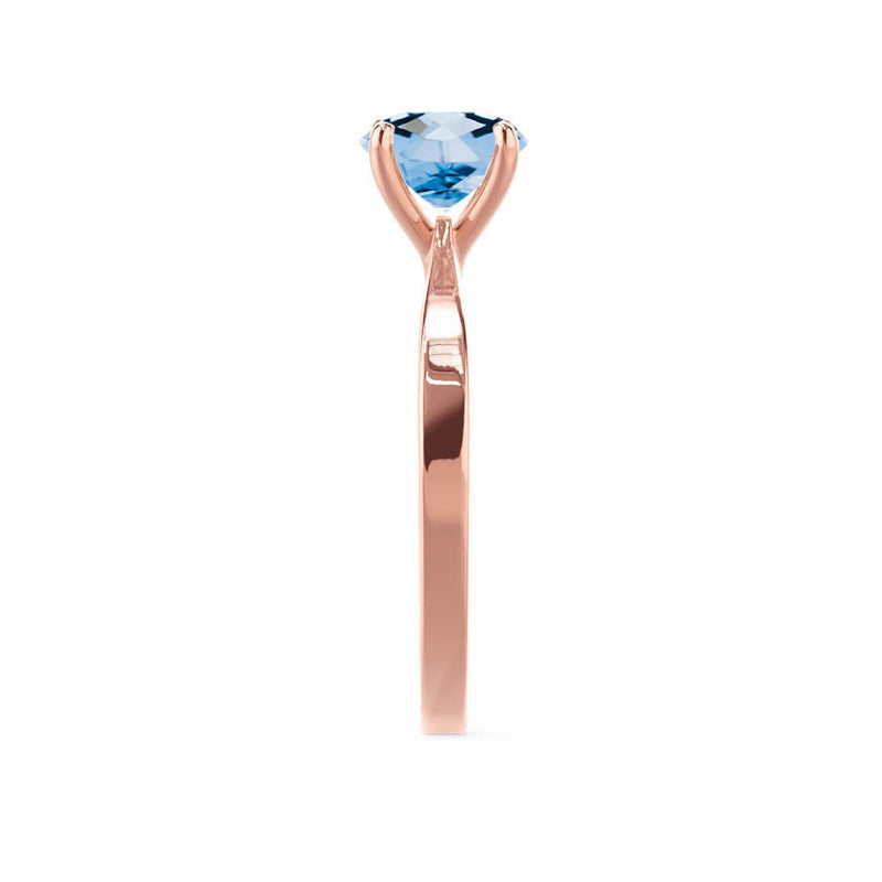 LOTTIE - Chatham® Round Aqua Spinel Solitaire Engagement Ring 18k Rose Gold