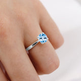 LOTTIE - Chatham® Round Aqua Spinel Solitaire Engagement Ring 950 Platinum