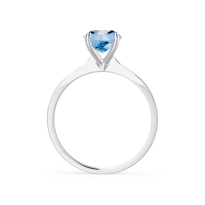 LOTTIE - Chatham® Round Aqua Spinel Solitaire Engagement Ring 950 Platinum