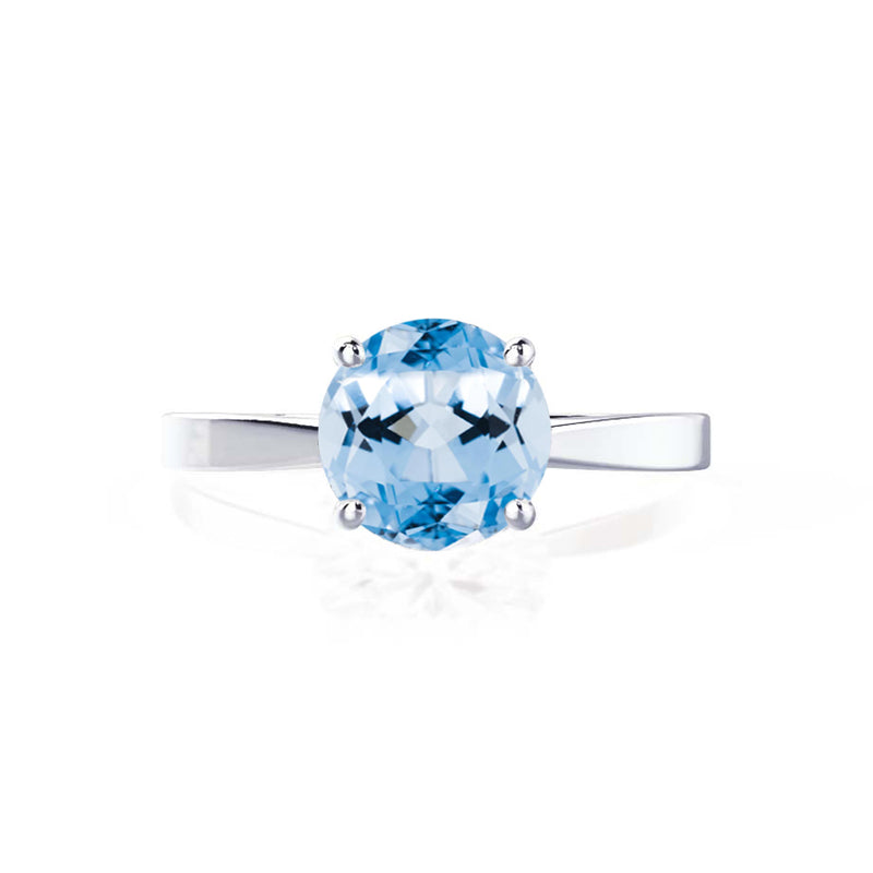 LOTTIE - Chatham® Round Aqua Spinel Solitaire Engagement Ring 950 Platinum