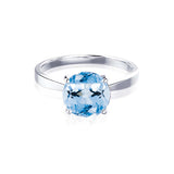 LOTTIE - Chatham® Round Aqua Spinel Solitaire Engagement Ring 950 Platinum