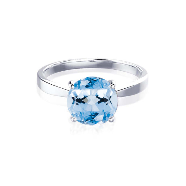 LOTTIE - Chatham® Round Aqua Spinel Solitaire Engagement Ring 950 Platinum