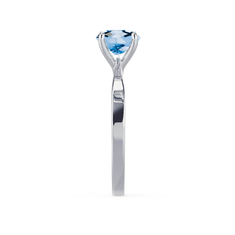 LOTTIE - Chatham® Round Aqua Spinel Solitaire Engagement Ring 950 Platinum