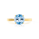 LOTTIE - Chatham® Round Aqua Spinel Solitaire Engagement Ring 18k Yellow Gold