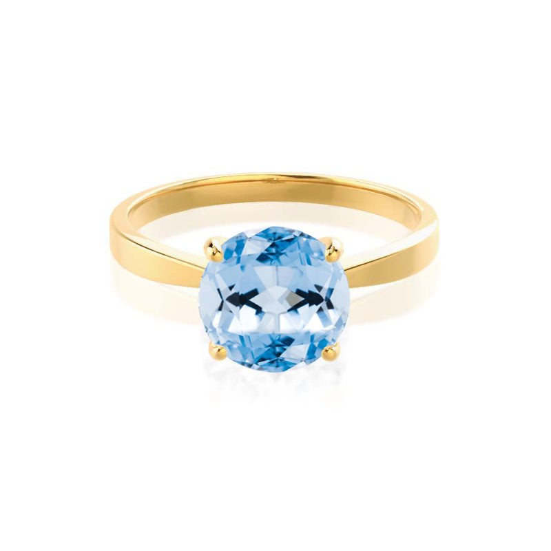 LOTTIE - Chatham® Round Aqua Spinel Solitaire Engagement Ring 18k Yellow Gold