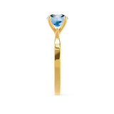 LOTTIE - Chatham® Round Aqua Spinel Solitaire Engagement Ring 18k Yellow Gold