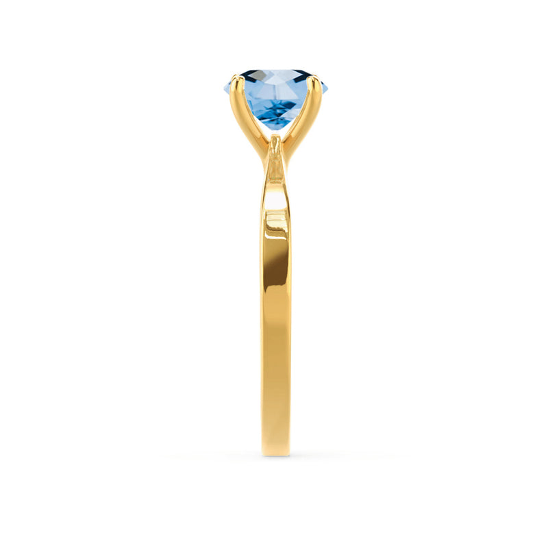 LOTTIE - Chatham® Round Aqua Spinel Solitaire Engagement Ring 18k Yellow Gold