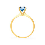 LOTTIE - Chatham® Round Aqua Spinel Solitaire Engagement Ring 18k Yellow Gold