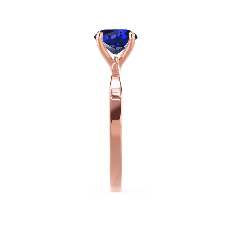 LOTTIE - Chatham® Round Blue Sapphire Solitaire Engagement Ring 18k Rose Gold
