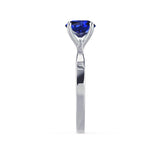 LOTTIE - Chatham® Round Blue Sapphire Solitaire Engagement Ring 18k White Gold