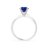 LOTTIE - Chatham® Round Blue Sapphire Solitaire Engagement Ring 18k White Gold