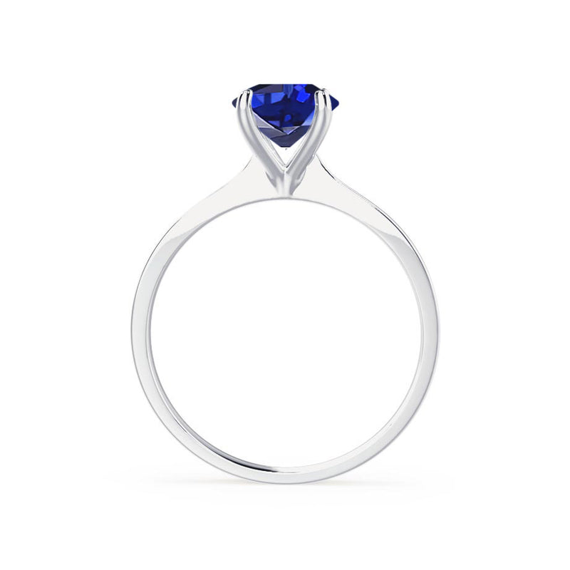 LOTTIE - Chatham® Round Blue Sapphire Solitaire Engagement Ring 18k White Gold