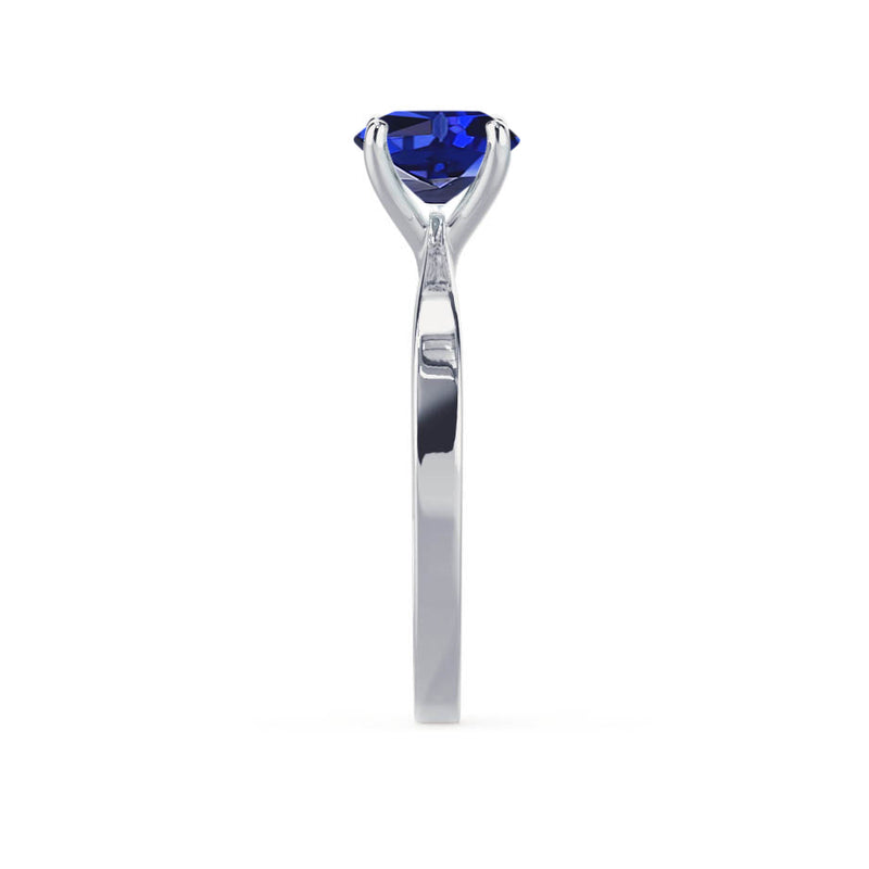 LOTTIE - Chatham® Round Blue Sapphire Solitaire Engagement Ring 18k White Gold