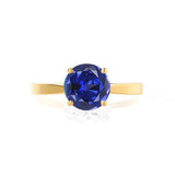 LOTTIE - Chatham® Round Blue Sapphire Solitaire Engagement Ring 18k Yellow Gold