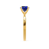LOTTIE - Chatham® Round Blue Sapphire Solitaire Engagement Ring 18k Yellow Gold