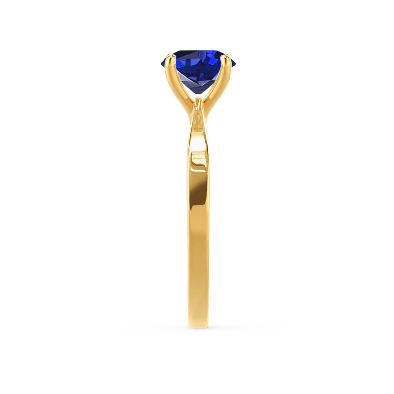 LOTTIE - Chatham® Round Blue Sapphire Solitaire Engagement Ring 18k Yellow Gold