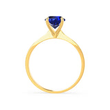 LOTTIE - Chatham® Round Blue Sapphire Solitaire Engagement Ring 18k Yellow Gold