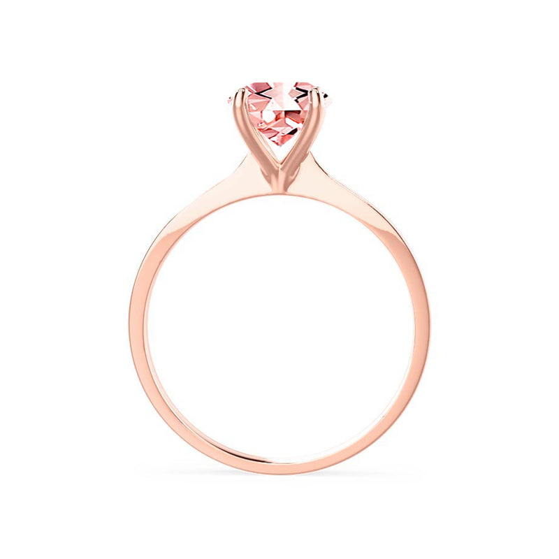 LOTTIE - Chatham® Round Champagne True Sapphire Solitaire Engagement Ring 18k Rose Gold