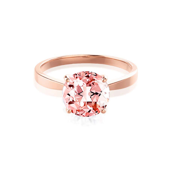 LOTTIE - Chatham® Round Champagne True Sapphire Solitaire Engagement Ring 18k Rose Gold