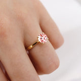 LOTTIE - Chatham® Round Champagne True Sapphire Solitaire Engagement Ring 18k Rose Gold