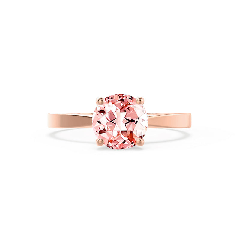 LOTTIE - Chatham® Round Champagne True Sapphire Solitaire Engagement Ring 18k Rose Gold