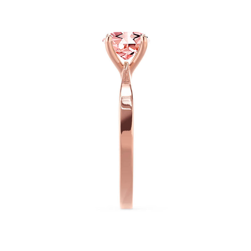 LOTTIE - Chatham® Round Champagne True Sapphire Solitaire Engagement Ring 18k Rose Gold