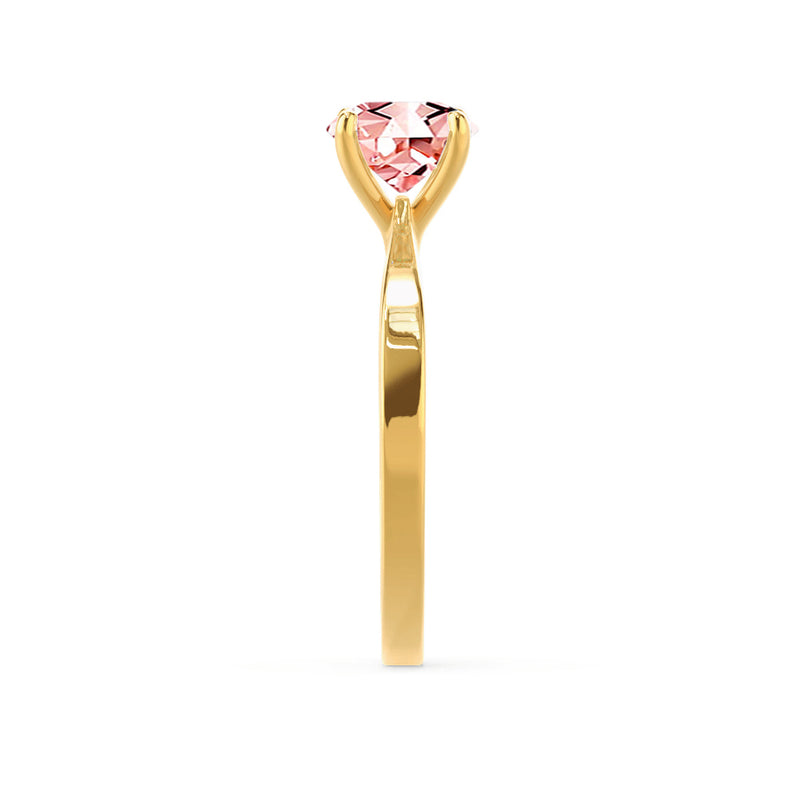 LOTTIE - Chatham® Round Champagne True Sapphire Solitaire Engagement Ring 18k Yellow Gold