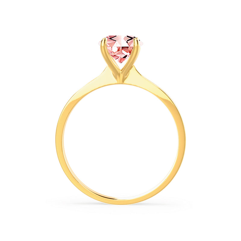 LOTTIE - Chatham® Round Champagne True Sapphire Solitaire Engagement Ring 18k Yellow Gold