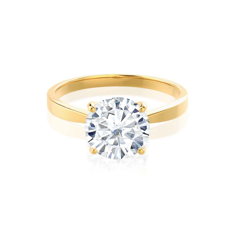 LOTTIE - Round Moissanite 18K Yellow Gold 4 Prong Tulip Solitaire Ring