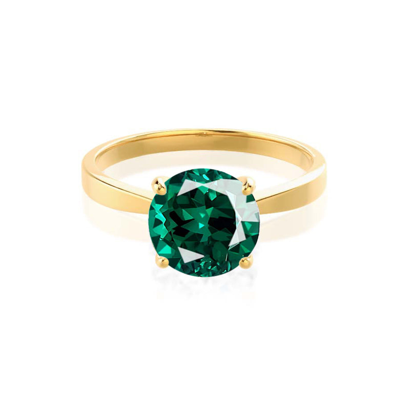 LOTTIE - Chatham® Round Emerald Solitaire Engagement Ring 18k Yellow Gold